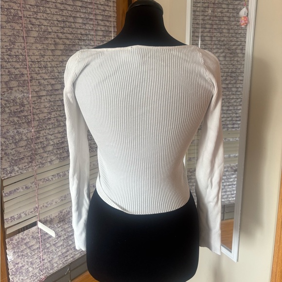 H&M Cream Ribbed Long Sleeve Top - Picture 2 of 3